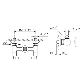Смеситель для душа Nicolazzi  Смеситель под душевую стойку без излива 1/2 2225CR29