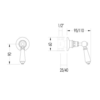 Запорный вентиль наружнего монтажа Devon&Devon Dandy COLD с белой ручкой светлое золото MARD784/C