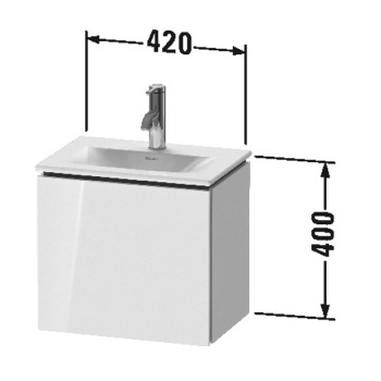 Duravit L-Cube Тумба подвесная под раковину # 073345, 1 дверца, петли справа, 400x440x311мм, цвет White High Gloss