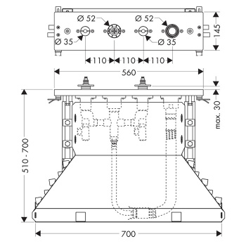 Axor MyEdition Скрытая часть для ванны на 4 отверстия, монтаж на плитку                 15481180