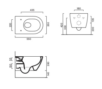Унитаз подвесной 55×35 Catalano Sfera Bianco lucido 0511650001