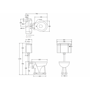 Напольный унитаз Burlington Gold P2 GOLD белый/золото