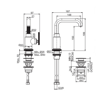 Смеситель для раковины Fima Carlo Frattini Park Lane F1321CS черный