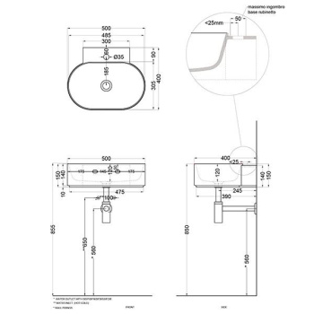 Раковина подвесная Cielo Mare MRLS50 PL 50 см голубой