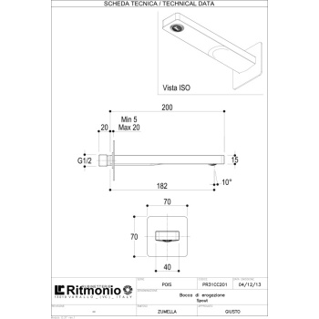 Излив для ванны Ritmonio Glitter хром PR31CC201CRL