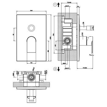 Внешние части для настенного смесителя для ванны Gessi Emporio Emporio Via Manzoni 44634.299 black xl