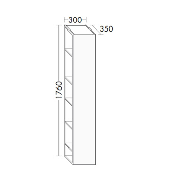 Burgbad Sys30 Шкаф 30х35х176см., подвесной, 1 дверка зеркальная, 5 полок, Sx, цвет: белый глянцевый SPGH030L461