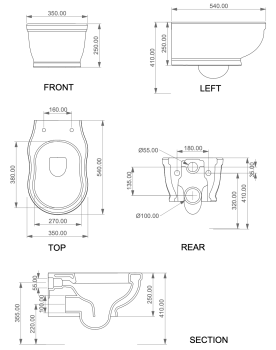 Чаша подвесного унитаза GSG Ceramic Design Time TIWCSO002 черный глянцевый