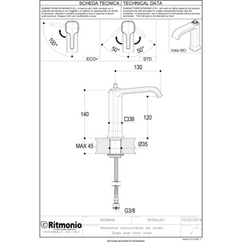 Смеситель для раковины Ritmonio Taormina PR35AU201CO4 черный