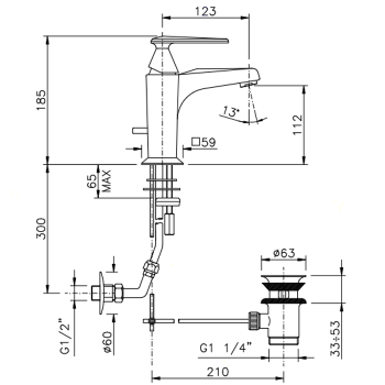Смеситель для раковины Nicolazzi Vincent  3002CR35