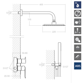 Смеситель для душа Ramonsoler Ypsilon встраиваемый с тропическим и ручным душем plus K6415022