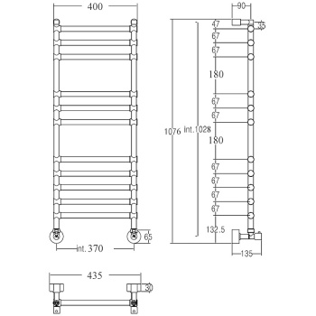 Полотенцесушитель водяной Margaroli Sole 4643711BWBPVD 107x43 бронза