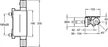 Смеситель для ванны с душем Jacob Delafon Metro E21768-BL с полкой, термостатический, черный
