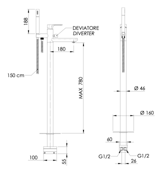 Смеситель для ванны Daniel Tiara TA678DP золото брашированное