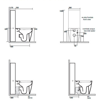 Бачок напольный Kerasan UNICA, белый, с механизмом слива GEBERITхром 2481K1