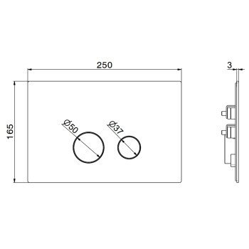 Клавиша смыва для унитаза Newform X-steel 316 двойная, для систем инсталляций TECE, PVD Brushed gun metal 69642X.59.064