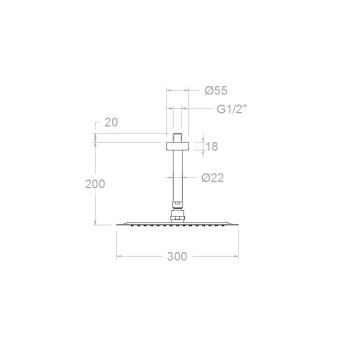 Верхний душ Ramonsoler потолочный квадратный нержавеющая сталь BVRK300