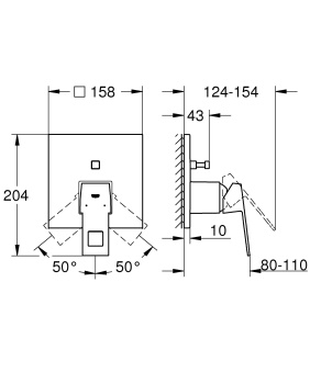 Смеситель однорычажный с переключателем на 2 положения, GROHE Eurocube, хром, 24062000