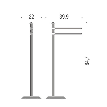 Стойка с Colombo Hermitage 2-мя полотенцедержателями напольная, 84.7см, PVD золото B3338.HPS