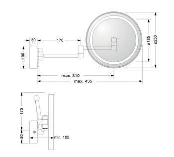 Зеркало косметическое Jorger Charleston Square 649.00.418.000 chrome