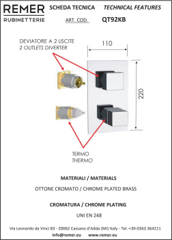 Смеситель для душа Remer Q-Elegance  хром QT92KB