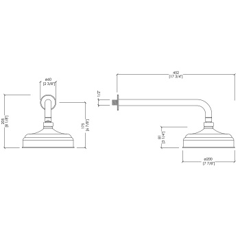 Верхний душ Devon&Devon Manhattan 200мм с кронштейном никель блестящий MNHTB440NK