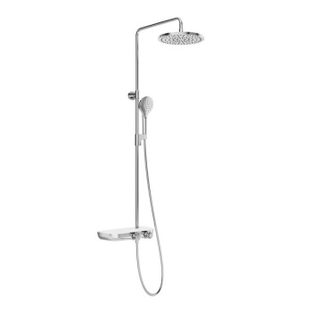 Душевая стойка Ravak Termo 094.02 с термостатическим смесителем с функцией Stop и полкой, хром/черный X