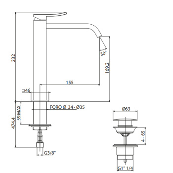 Смеситель для раковины Gattoni Ely 232 8846/88C0 хром