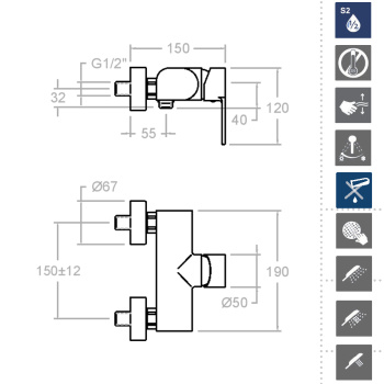 Смеситель для душа Ramonsoler RS-Q с душевым комплектом 9308T3