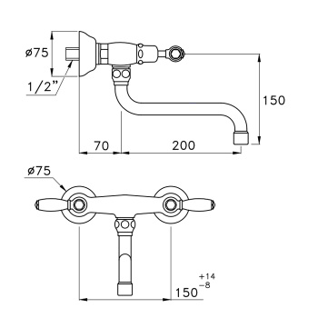 Смеситель для мойки настенный Stella Italica Leve 3243/200, длина излива 200мм хром IL 04001 CR00
