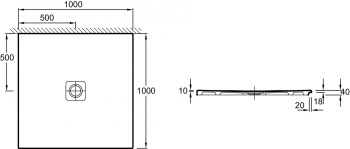 Душевой поддон 100x100 Jacob Delafon Replay N141K-220 слив 90 мм, белый