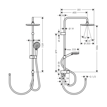 Душевая система hansgrohe Vernis Blend Showerpipe 200 1jet Reno 26099670, EcoSmart, матовый черный