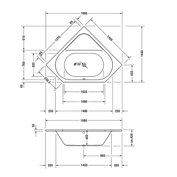 Акриловая ванна Duravit D-Code 198x144 700137000000000