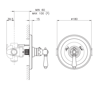 Смеситель для душа Nicolazzi  Внешняя часть термостата без запорного вентиля на 3/4 D.A. 4914CR18
