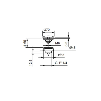 Донный клапан для раковины без перелива Fantini Af/21 Matt Gun Metal PVD 91 P5 8435