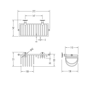 Полочка для губки решетчатая Devon&Devon First Class настенная никель блестящий DD33075NKS