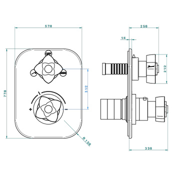 Смеситель для душа THG Petale De Cristal Bleu U6B-A02-5500BE хром