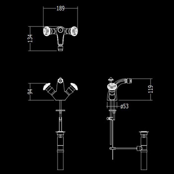 Смеситель для биде Devon&Devon Excelsior Swan на 1 отверстие донный клапан блестящий никель EXC-SW110NK