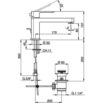 Смеситель для раковины Cisal Roadster RR00151021 Акция хром