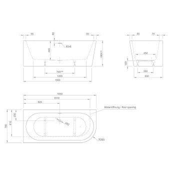 Акриловая ванна KNIEF Wall 165x75 0100-255-R bi matt