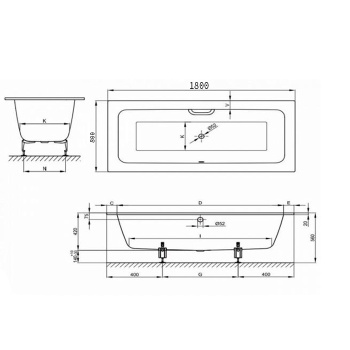 Стальная ванна Bette One 180x80 3313-000 PLUS AR