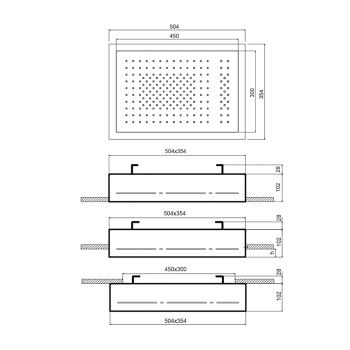 Верхний душ Fantini Acquafit 50х35 см,двойной дождь, поток,светодиоды, хромотерапия, Блестящая натуральная сталь 79 38 K021
