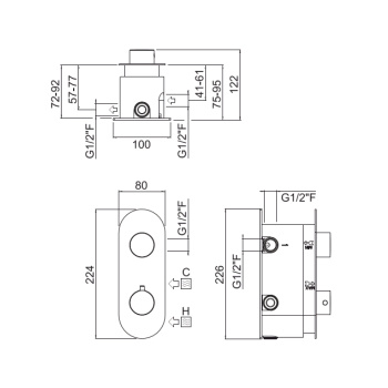 Встраиваемый термостатический смеситель для душа Carimali Iltondo на 2 выхода хром 21228EST/A-CR