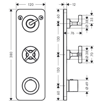 Смеситель для ванны Axor Citterio E 36703000 с термостатом хром