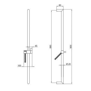 Душевая штанга Fantini без ручной лейки, шланг 150см,крепление, Matt Copper PVD 86 P9 9247