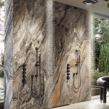 Верхний душ Newform Soffioni d400, круглый, монтаж в потолок, 3 источника тропический душ, водопад, распылители, LED подсветка G1/2, хром 686.21.018