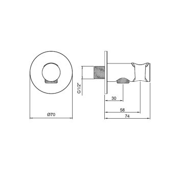Вывод из стены с держателем для душевой лейки Almar, black matt E095037.MB