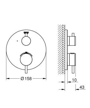 Внешняя часть термостатического смесителя для душа GROHE Atrio, хром 24134003
