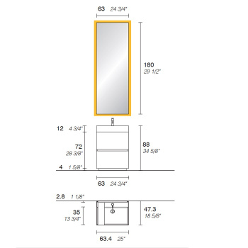 Тумба с раковиной Noorth Milldue Edition Zenit MAN с 1отв., 63.4х47.3хh88.5, 2 ящика, мат. лак, руч.M91, Цвет База, ручка Grafite-33, цоколь черный, Z116.33.33.M91.1