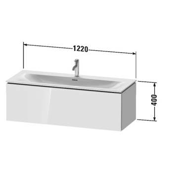 Duravit L-Cube Тумба подвесная под раковину # 234412, 1 выдвижное отделение, 400x1220x481мм, цвет White High Gloss